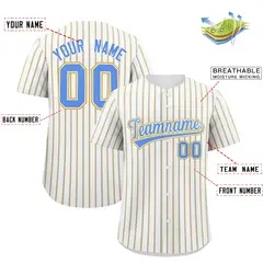 White Powder Blue Tricolor Stripe Fashion Baseball Jersey 2