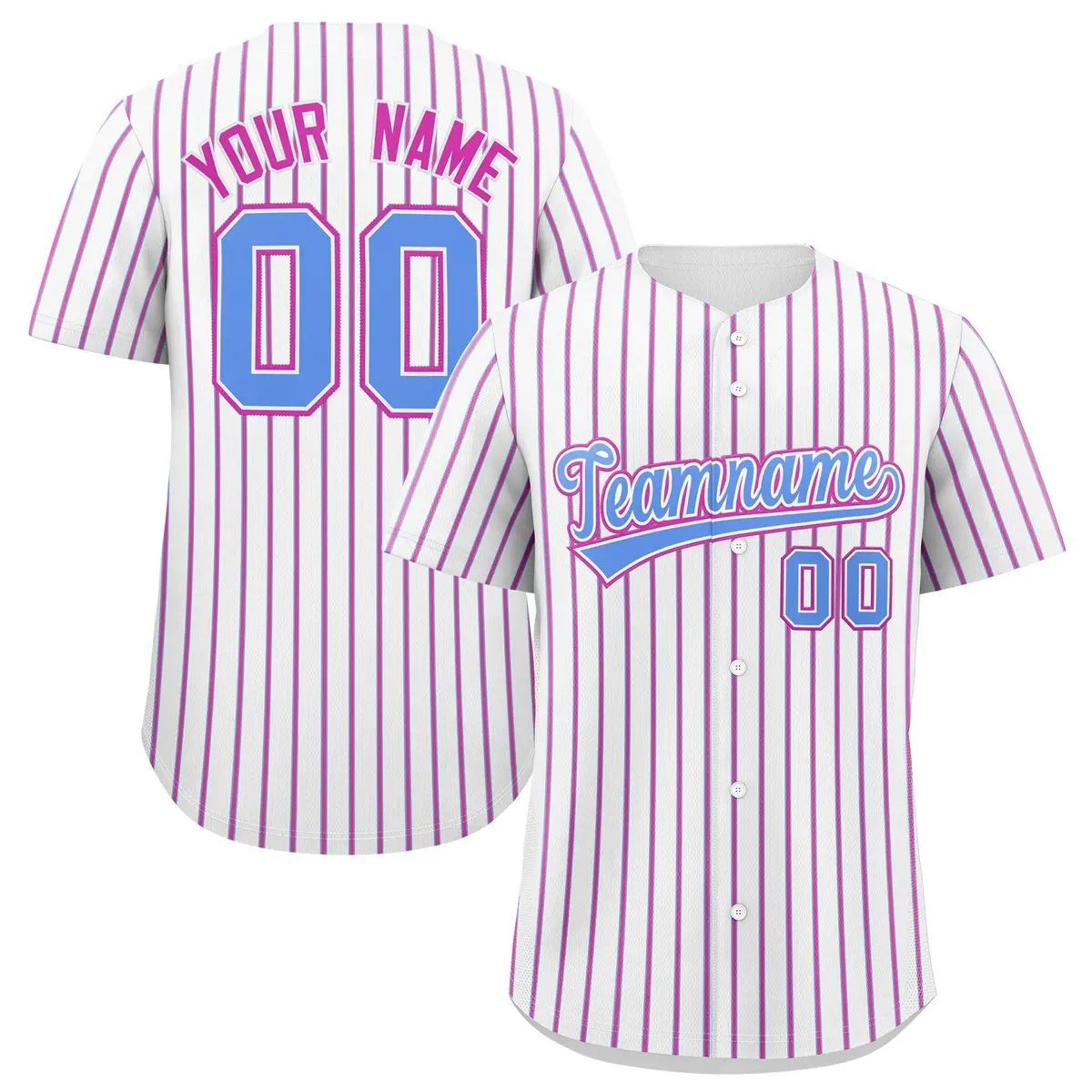 White Powder Blue Tricolor Stripe Fashion Baseball Jersey