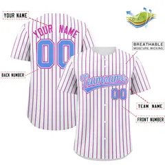 White Powder Blue Tricolor Stripe Fashion Baseball Jersey 2