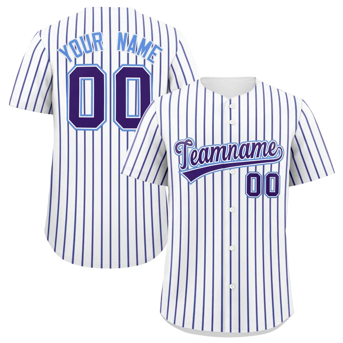 White Powder Blue Tricolor Stripe Fashion Baseball Jersey