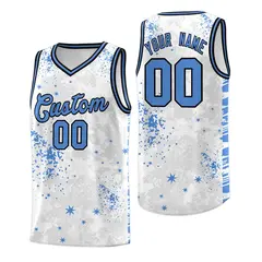 White Powder Blue Vice Burst Graffiti Basketball Jersey 1