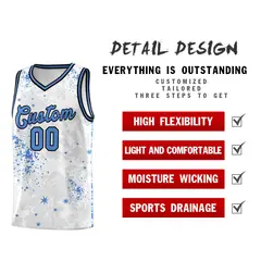 White Powder Blue Vice Burst Graffiti Basketball Jersey 2