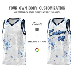White Powder Blue Vice Burst Graffiti Basketball Jersey 3