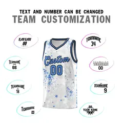 White Powder Blue Vice Burst Graffiti Basketball Jersey 4
