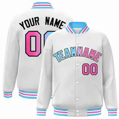 White Powder Blue-White Gradient Letterman Varsity Jacket 1