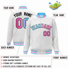 White Powder Blue-White Gradient Letterman Varsity Jacket 2