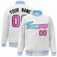 White Powder Blue-White Gradient Letterman Varsity Jacket 1