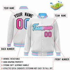 White Powder Blue-White Gradient Letterman Varsity Jacket 2