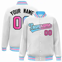 White Powder Blue-White Gradient Letterman Varsity Jacket