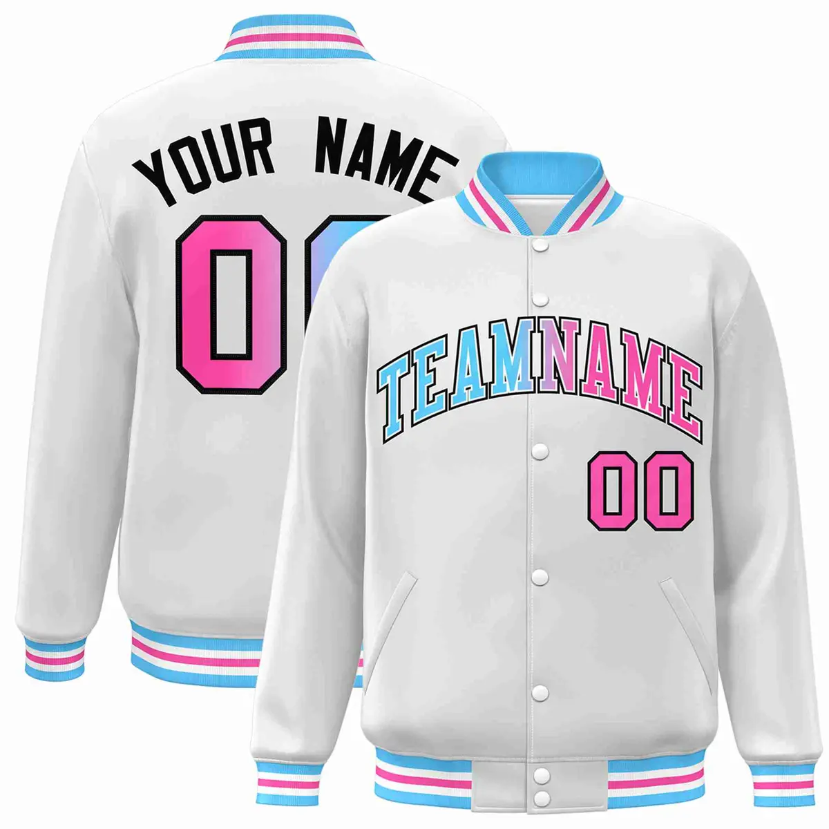 White Powder Blue-White Gradient Letterman Varsity Jacket