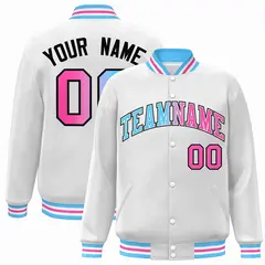 White Powder Blue-White Gradient Letterman Varsity Jacket