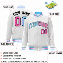 White Powder Blue-White Gradient Letterman Varsity Jacket 2