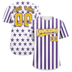 White Purple American Flag Graffiti Baseball Jersey