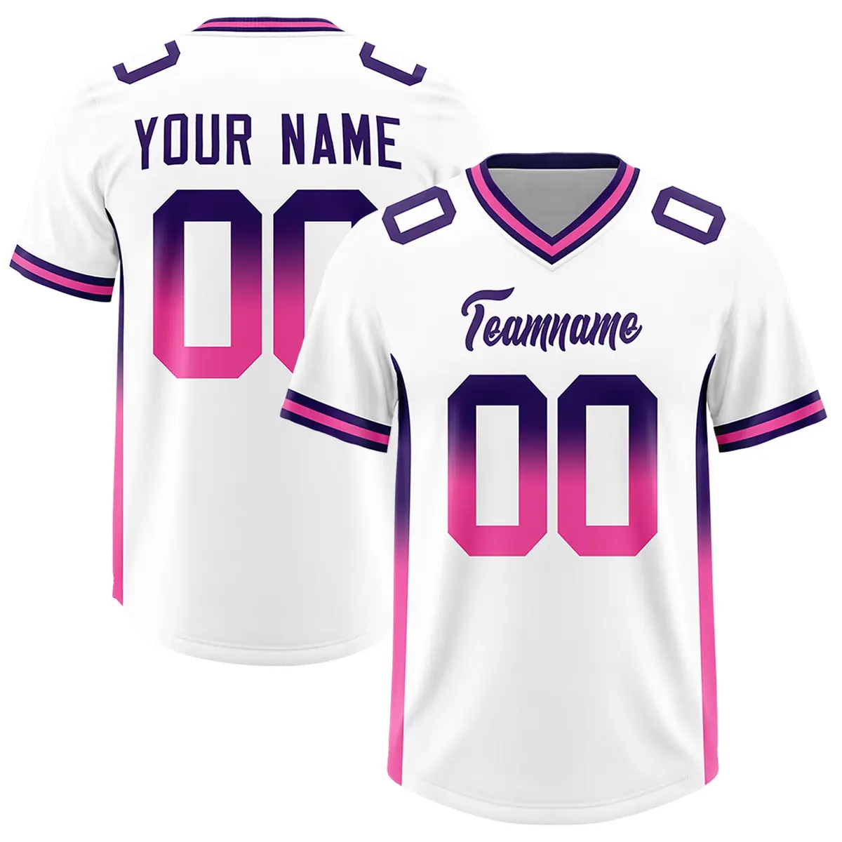 White Purple and Pink Gradient Sides Fashion Football Jersey