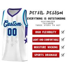 White Purple and Sky Blue Gradient Star Graffiti Basketball Jersey 2