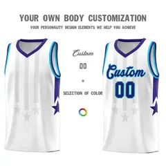 White Purple and Sky Blue Gradient Star Graffiti Basketball Jersey 3