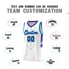 White Purple and Sky Blue Gradient Star Graffiti Basketball Jersey 4