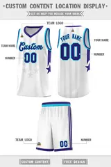 White Purple and Sky Blue Gradient Star Graffiti Basketball Jersey 5