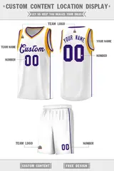 White Purple-Aqua Sleeve Color Block Basketball Jersey 2