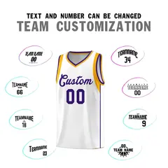 White Purple-Aqua Sleeve Color Block Basketball Jersey 4