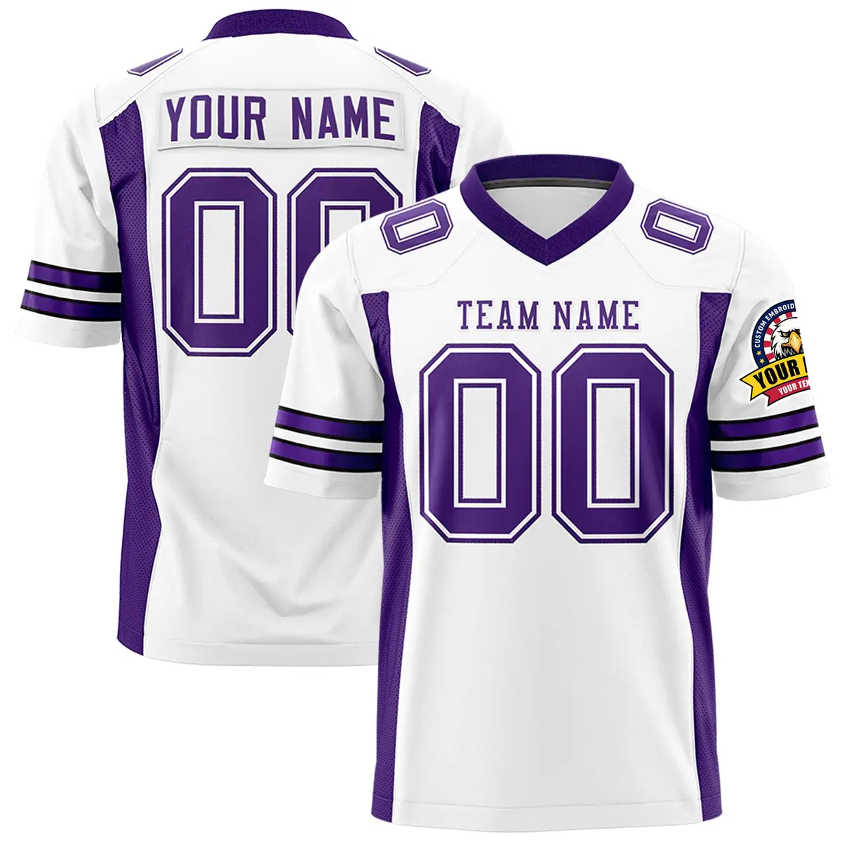 White Purple Authentic Football Jersey with Sleeve Stripes