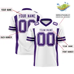White Purple Authentic Football Jersey with Sleeve Stripes 2
