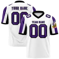 White Purple-Black Color Block Raglan Football Jersey 1