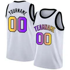 White Purple-Black Gradient Fashion Basketball Jersey