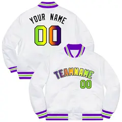 White Purple-Black Gradient Letterman Varsity Jacket 1