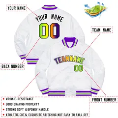 White Purple-Black Gradient Letterman Varsity Jacket 2