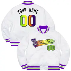 White Purple-Black Gradient Letterman Varsity Jacket