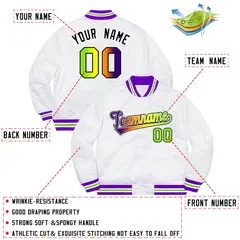 White Purple-Black Gradient Letterman Varsity Jacket 2