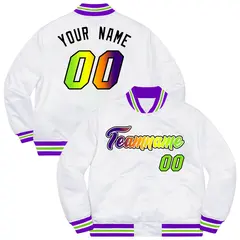 White Purple-Black Gradient Letterman Varsity Jacket