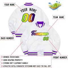 White Purple-Black Gradient Letterman Varsity Jacket 2