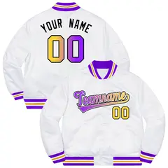 White Purple-Black Gradient Letterman Varsity Jacket