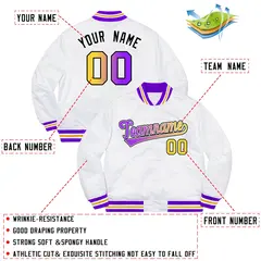 White Purple-Black Gradient Letterman Varsity Jacket 2