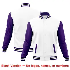 White Purple Black Raglan Sleeve Cotton Letterman Jacket 6