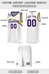 White Purple Chest Color Block Basketball Jersey 2