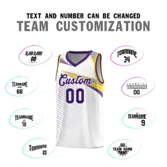 White Purple Chest Color Block Basketball Jersey 4