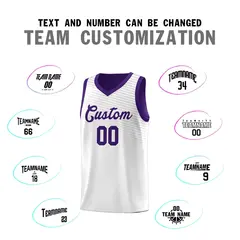 White Purple Chest Slash Pattern Basketball Jersey 3