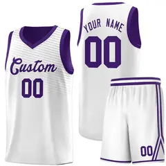 White Purple Chest Slash Pattern Basketball Jersey 1