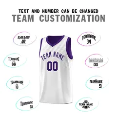 White Purple Chest Slash Pattern Basketball Jersey 10