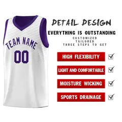 White Purple Chest Slash Pattern Basketball Jersey 11