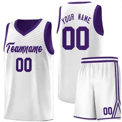 White Purple Chest Slash Pattern Basketball Jersey 14