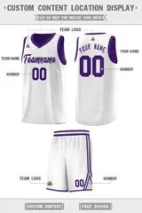 White Purple Chest Slash Pattern Basketball Jersey 15