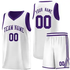 White Purple Chest Slash Pattern Basketball Jersey 20