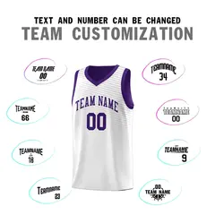White Purple Chest Slash Pattern Basketball Jersey 22