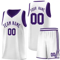 White Purple Chest Slash Pattern Basketball Jersey 8