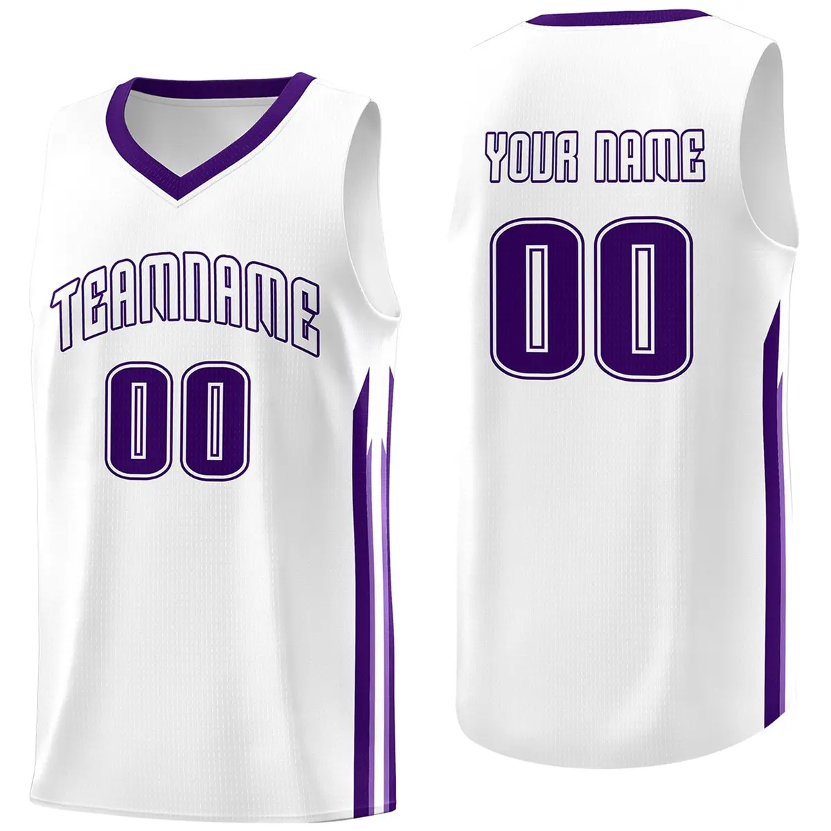 White Purple Classic Athletic Basketball Jersey