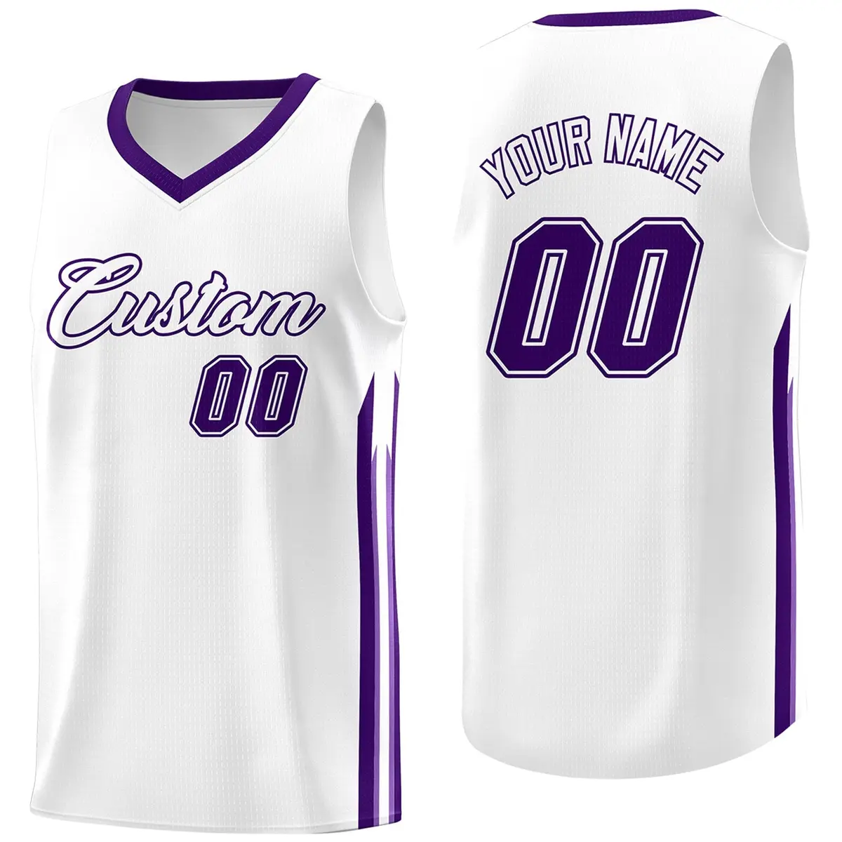 White Purple Classic Athletic Casual Basketball Jersey